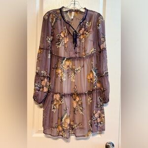 🌴Xhilaration Purple Floral Long Sleeve Dress